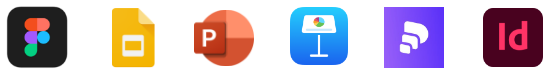 Pitch app icons, PowerPoint, Slides, etc