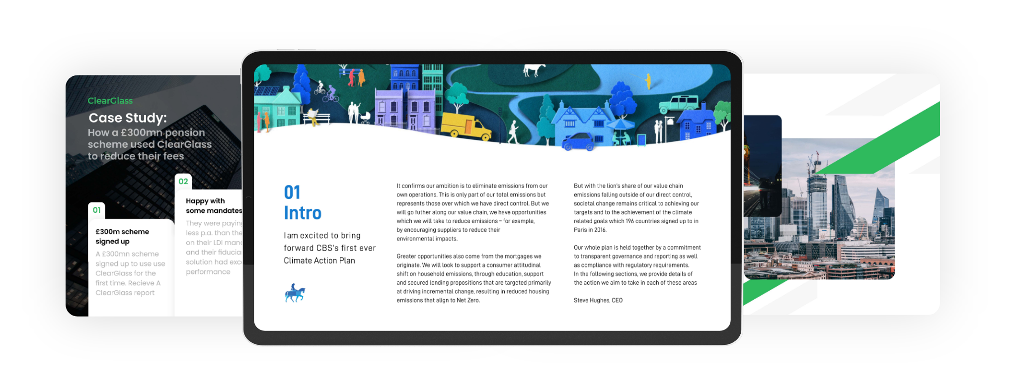 Preview of pitch deck design on tablet